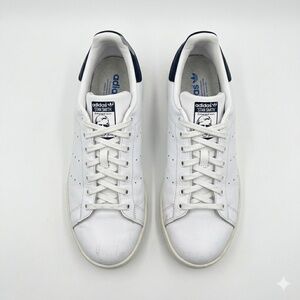 Adidas Stan Smith White & Navy Leather Sneakers - Men's Size 10 - CAMP ID PAINT